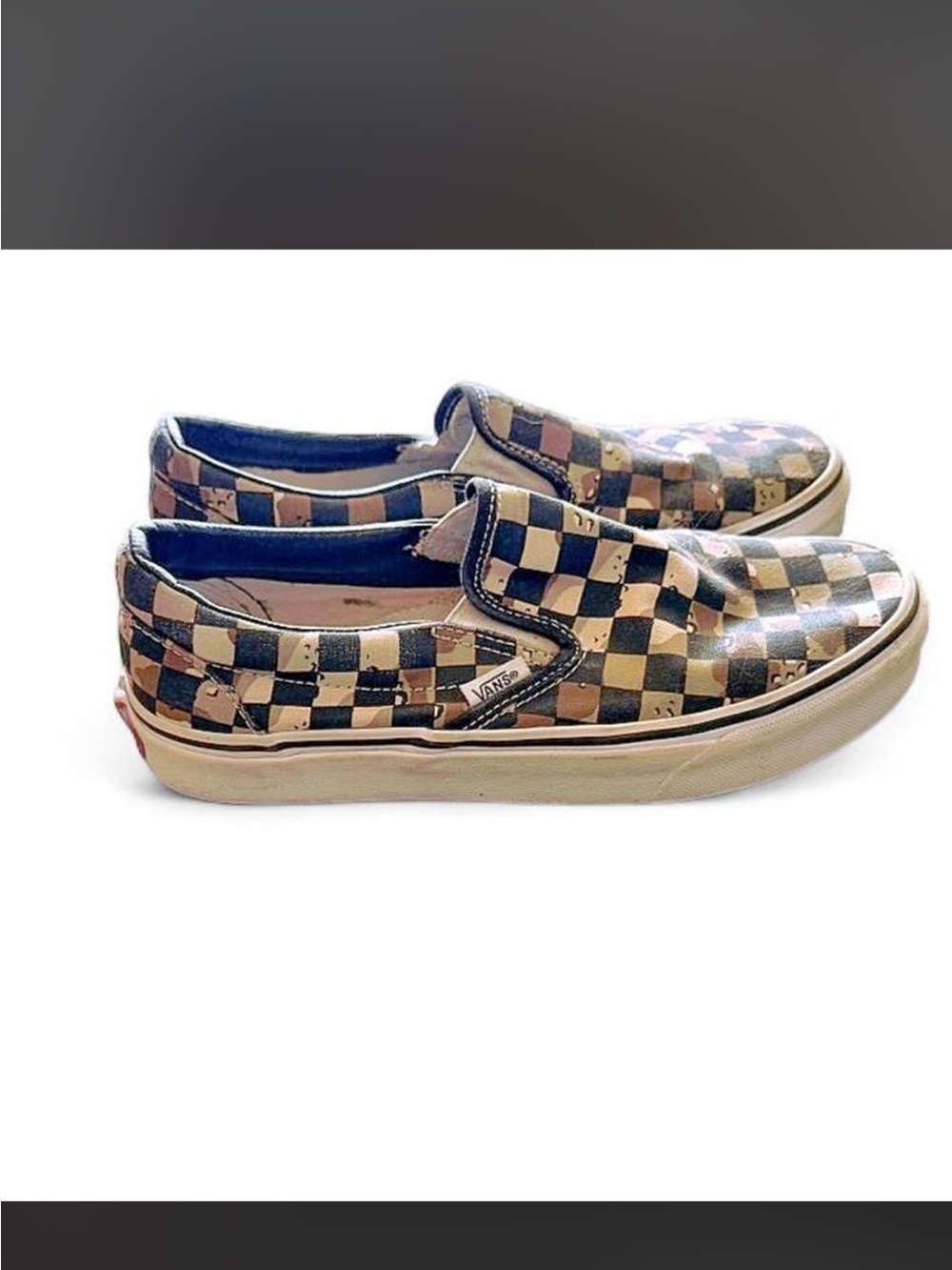 Vans Slip-On Checkerboard Sneakers in Camouflage Checks